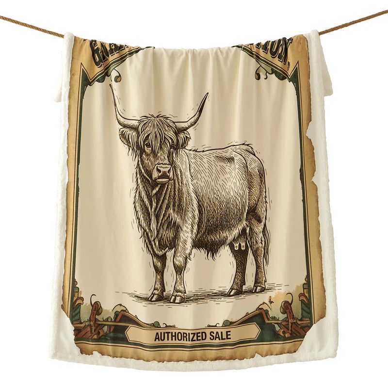 HiEnd Arrow Campfire Highland Cow Sherpa Throw