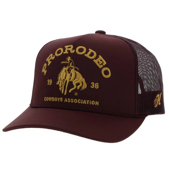 Hooey Pro Rodeo w/Gold Logo Hybrid Bill Trucker Cap - Maroon