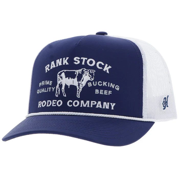 Hooey Rank Stock Curved Bill Trucker Cap - Navy/White