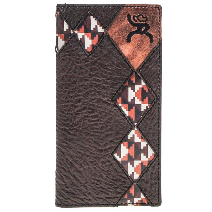 Hooey Tahonta Diamond Patchwork Rodeo Leather Wallet - Brown/Tan