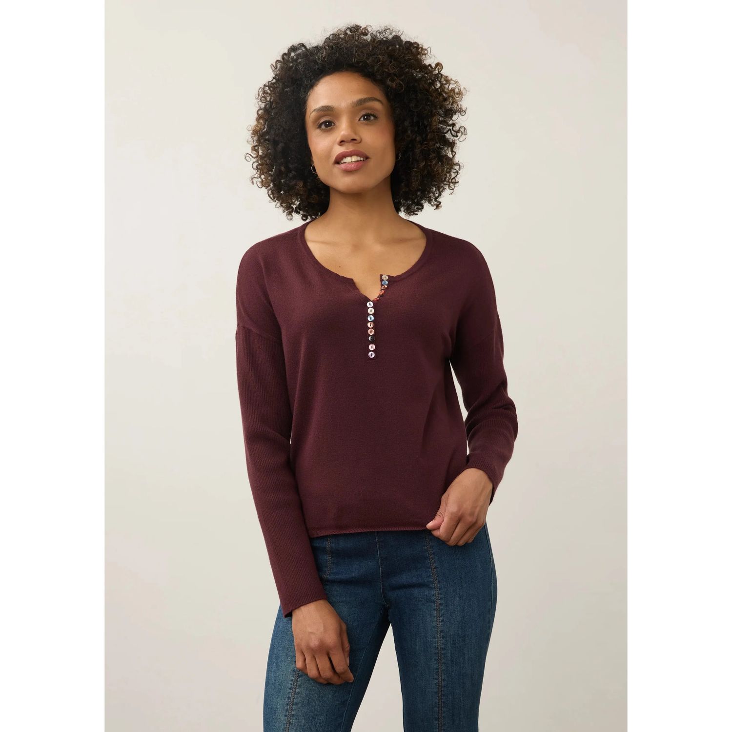 FDJ Notch Neck Rib Sleeve Sweater - Multiple Colours