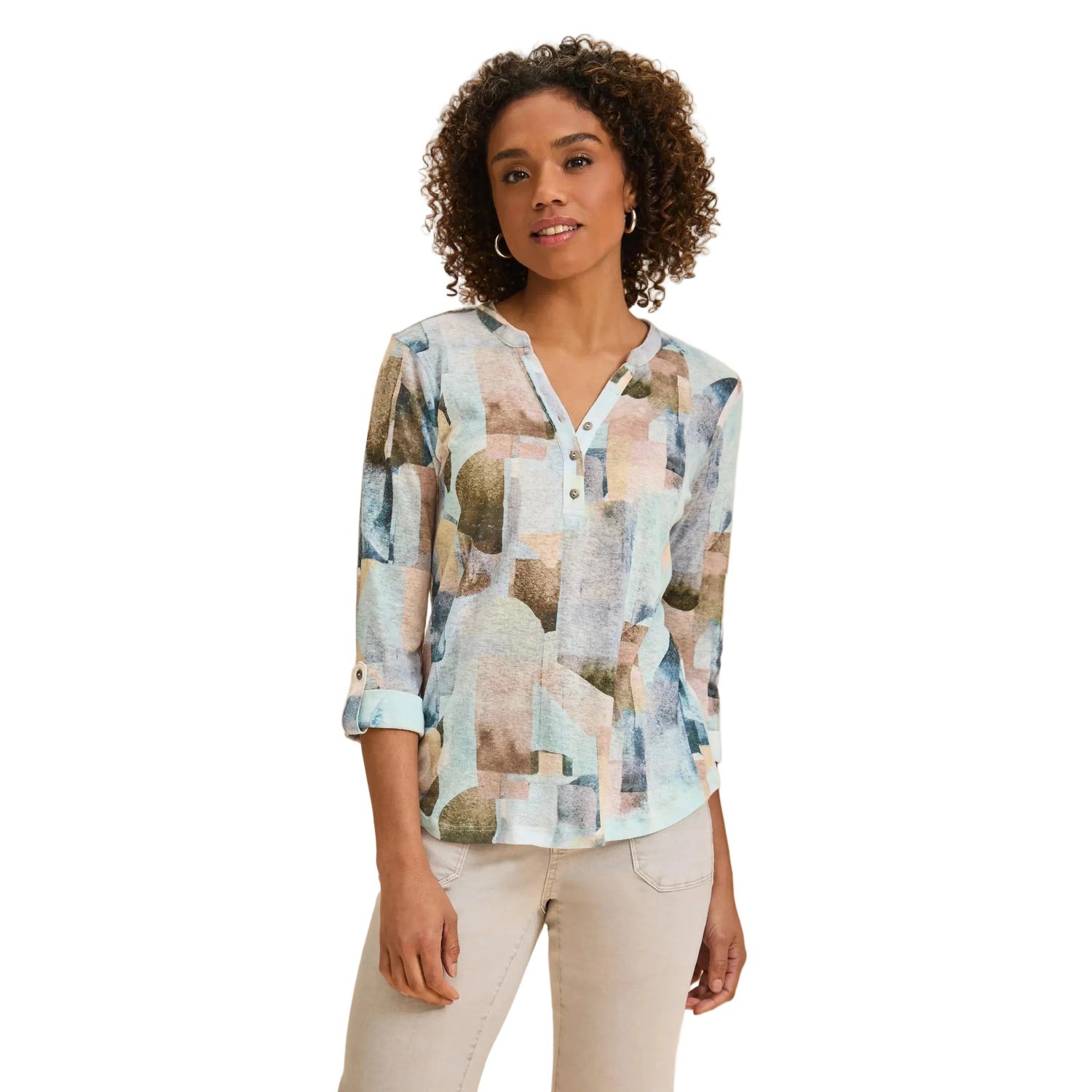 FDJ Women's 3/4 Sleeve Henley Top - Coppertone