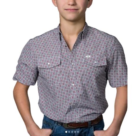 Ferrell Brand Boy's Colton Short Sleeve Shirt - Red