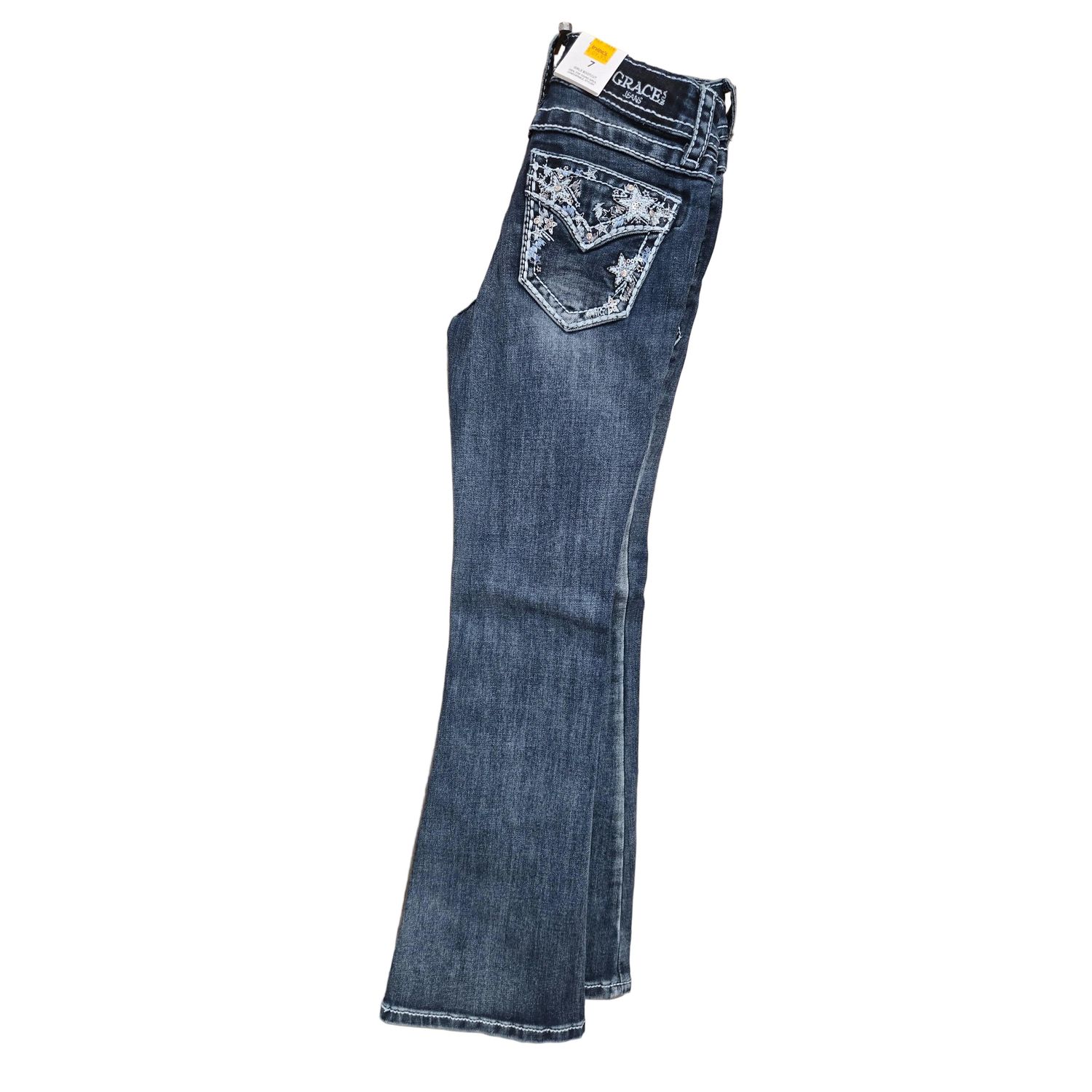 Grace in LA Girl's Stars Faux Flap Jeans