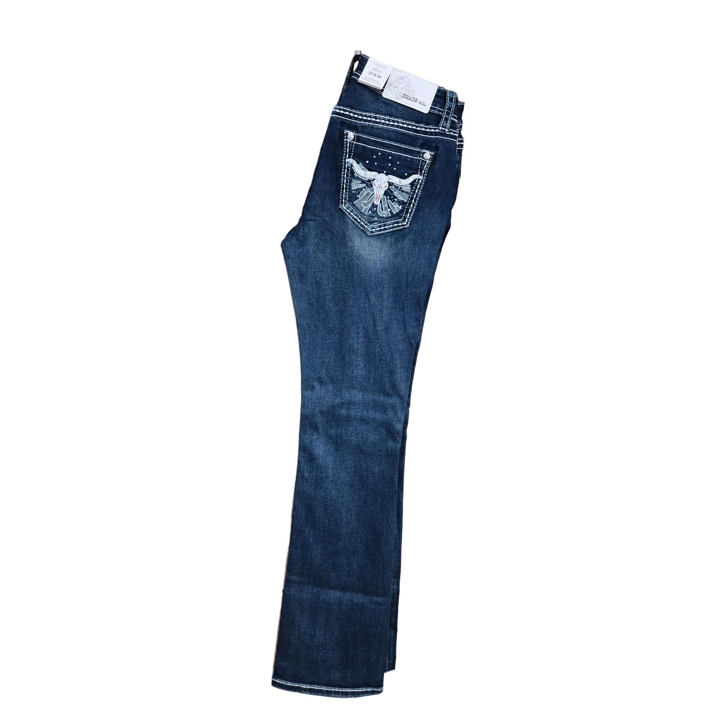 Grace in LA Women's Steer Head Jeans - EB81813