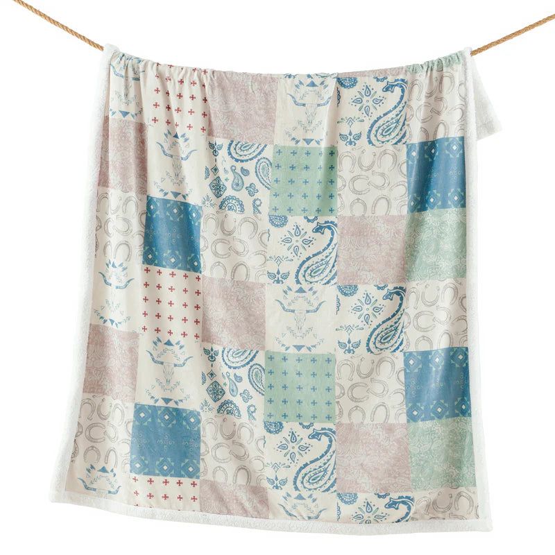Hi End Accents Patchwork Paisley Campfire Sherpa Throw