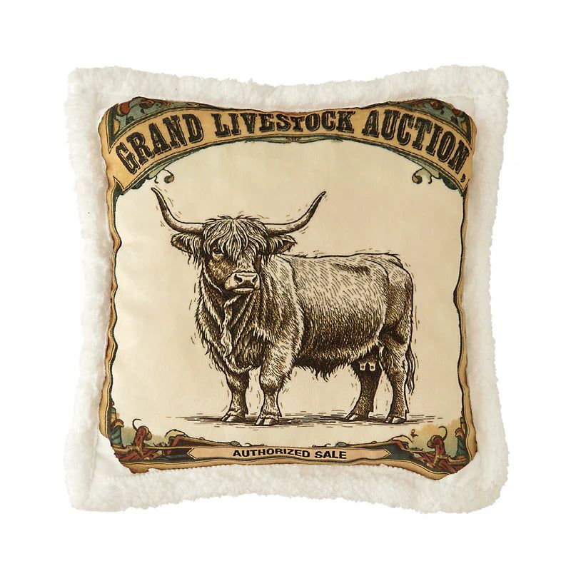 HiEnd Accents Cow Campfire 18 X 18 Sherpa Pillow
