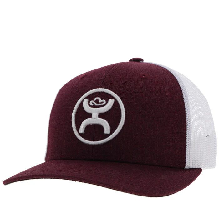 Hooey O Classic Trucker Curved Bill Cap - Maroon/White