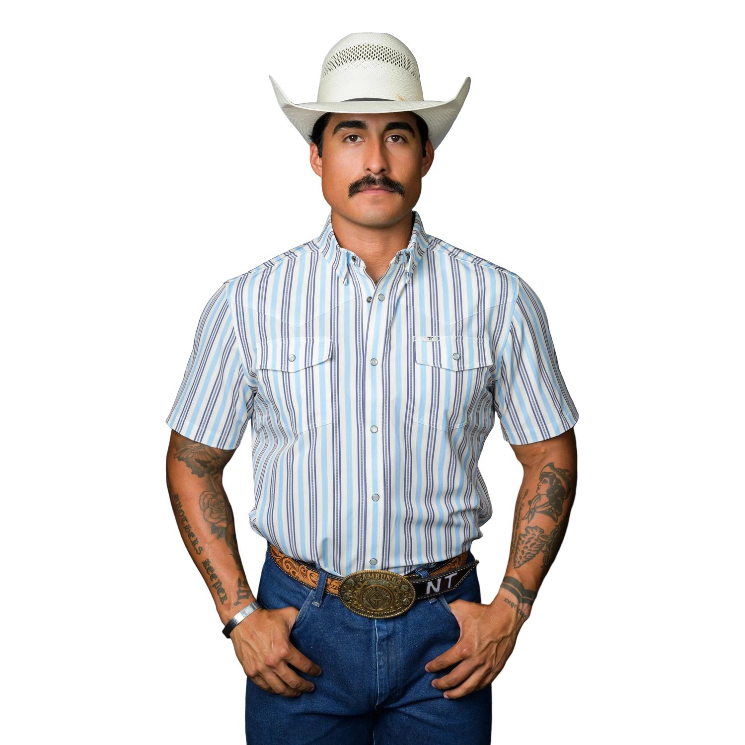 Ferrell Brand Men's The Jake Short Sleeve Snap Shirt - Blue
