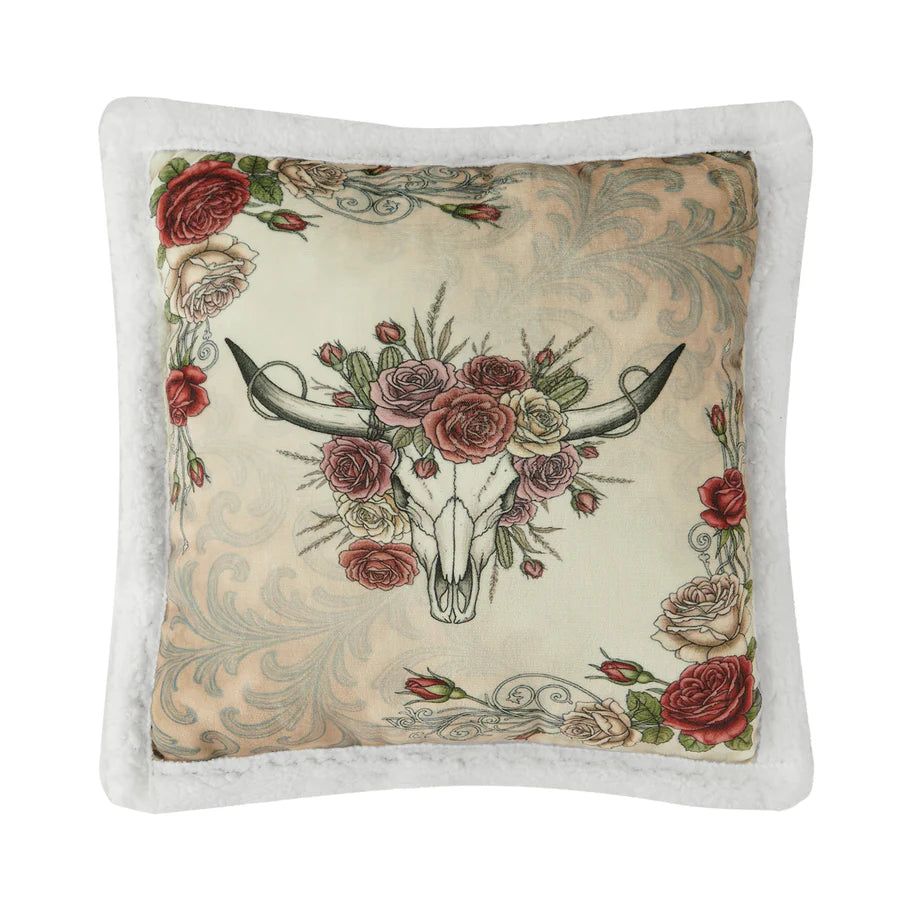 Hi End Accents Rowena Longhorn Campfire Sherpa Pillow
