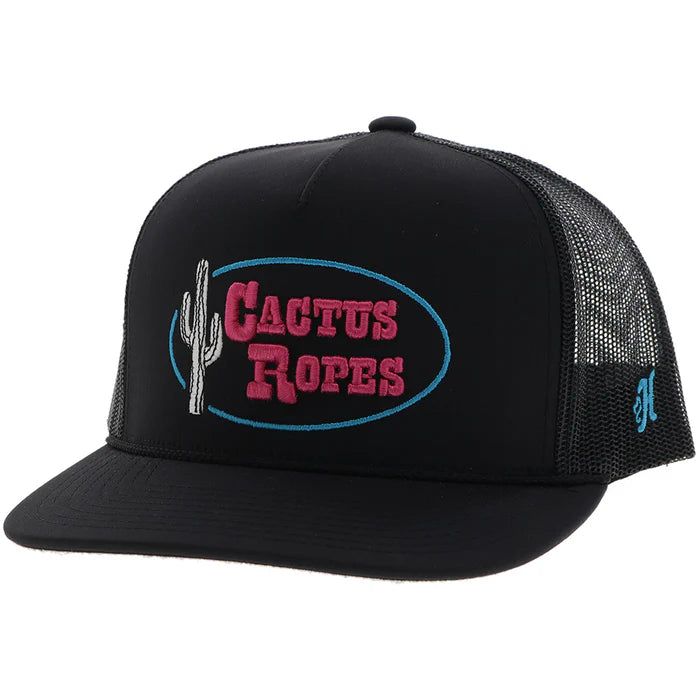 Hooey Cactus Ropes w/Stitching Hybrid Bill Trucker Cap - Black