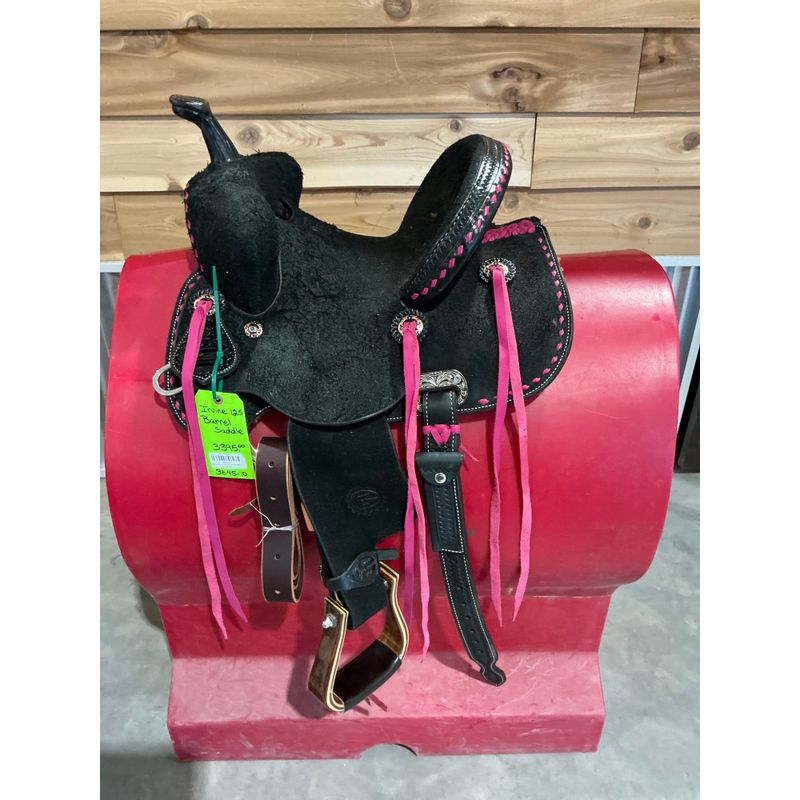 Irvine 12.5" Barrel Saddle-Black Leather