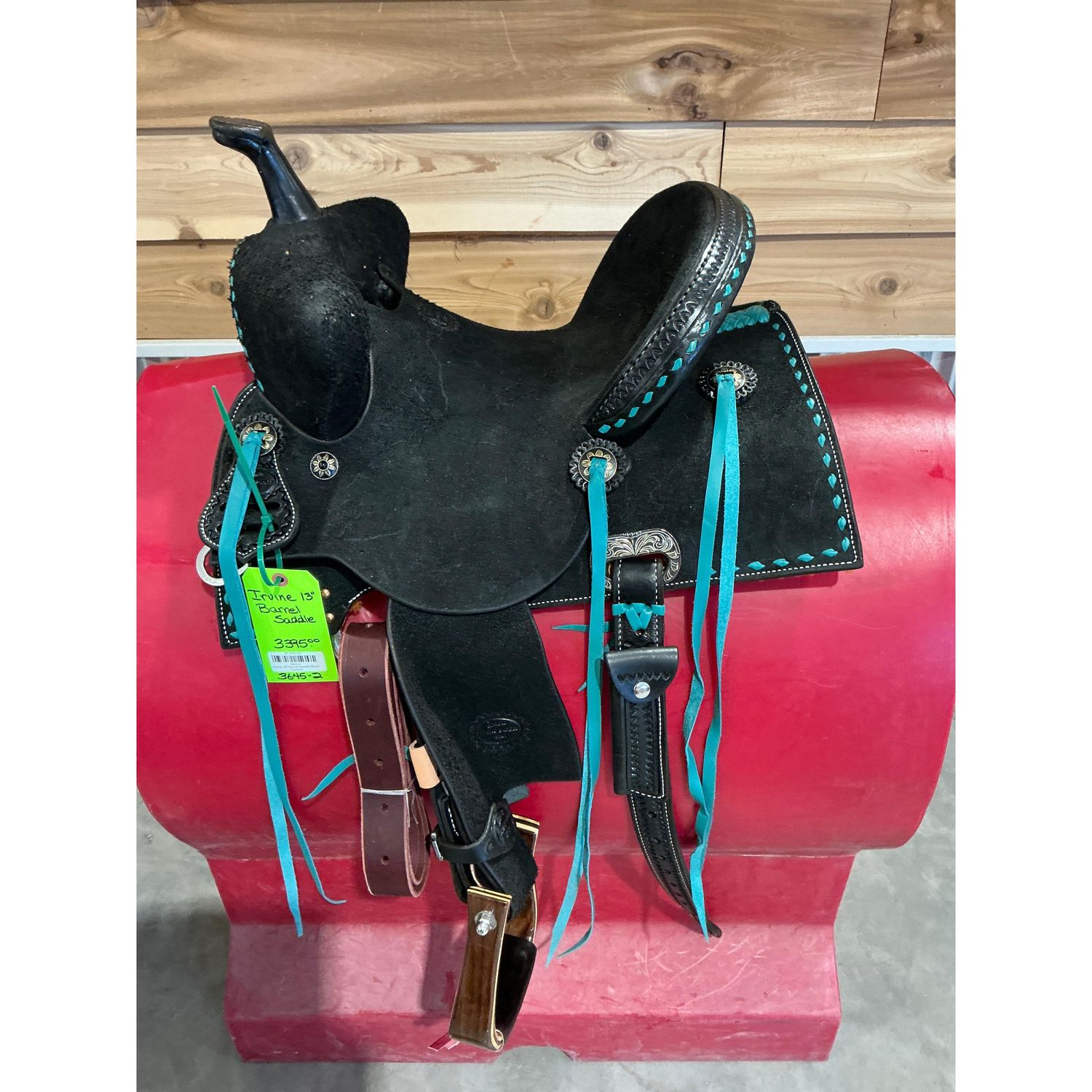 Irvine 13" Barrel Saddle-Black Leather