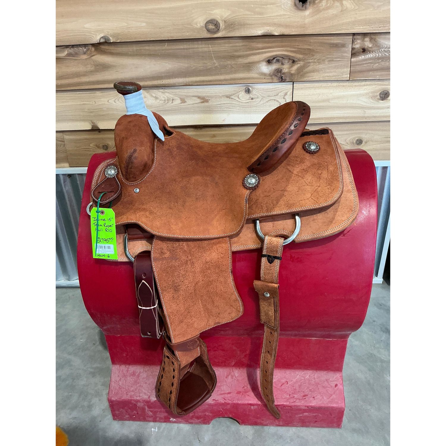 Irvine 15" Team Roping Saddle-Full Rough out