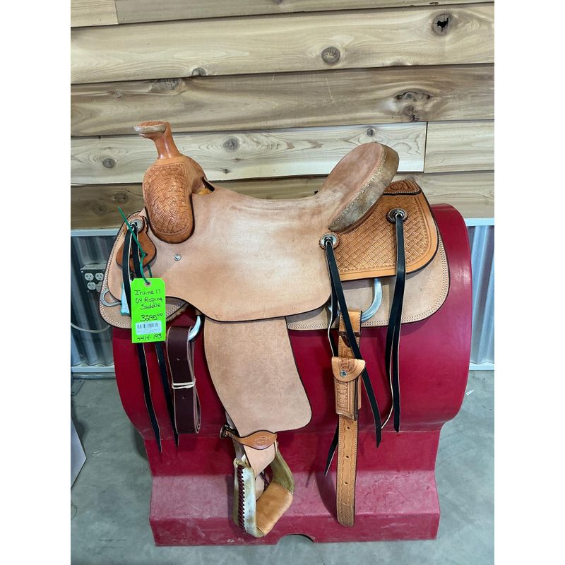 Irvine 17" OY Roping Saddle - 1/4 Tooled Light Oil