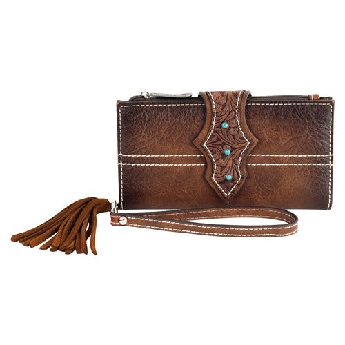 Justin Women's Large Wallet with Billet Strap and Turquoise Stones