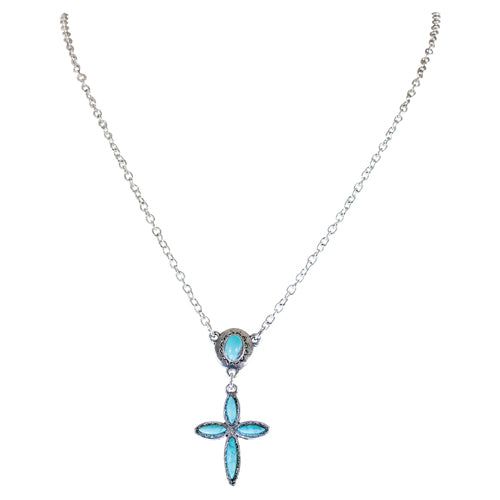 Justin Pendant with Stone Cross Necklace- Turquoise