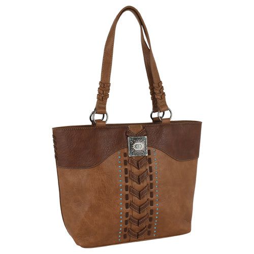 Justin Toe w/Chevron Stitch &amp; Concho - Tan/Turquoise