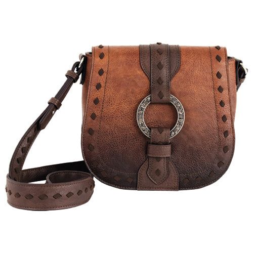 Justin Women's Saddlebag with Whip Stitch and Harness- Brown