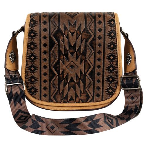 Justin Women's Saddle Bag with Southwestern Embossing- Brown