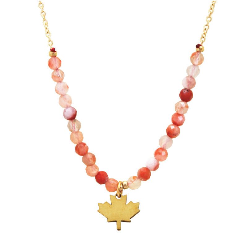 KC Maple with Orange Beads Necklace