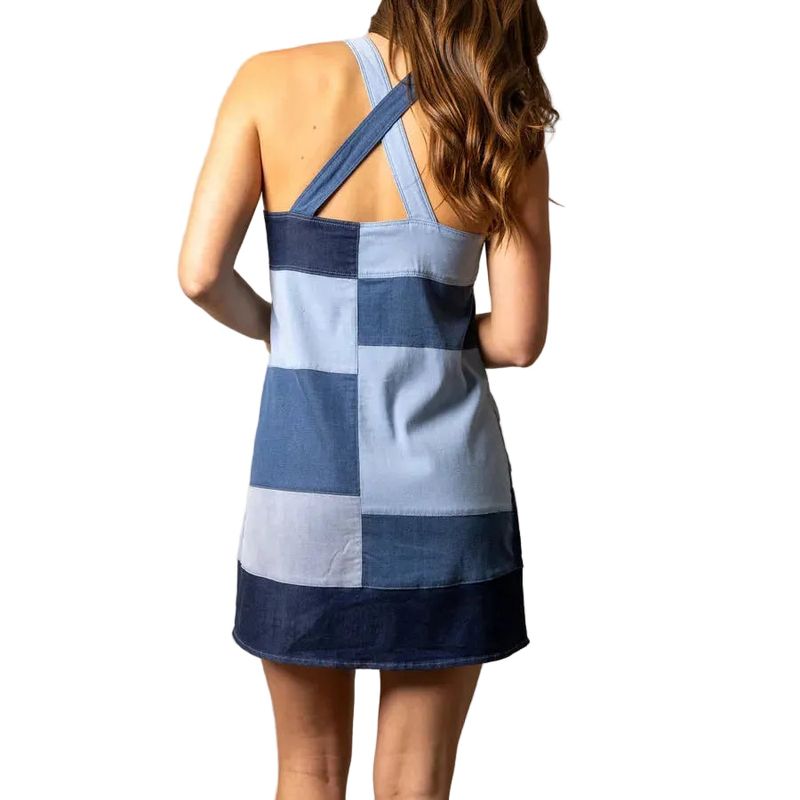 Kimes Ranch Women's Dottie Denim Patchwork Shirt Dress - Indigo