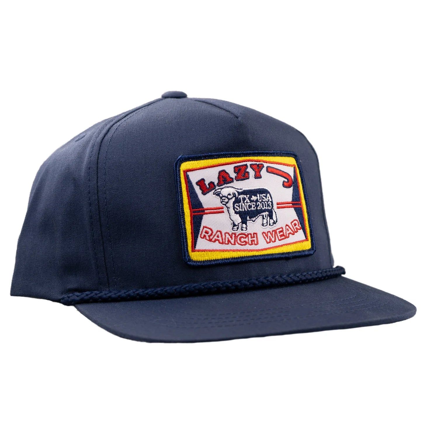 Lazy J Ranch Feed Wagon Classic Rope Trucker Flat Brim Cap - Navy