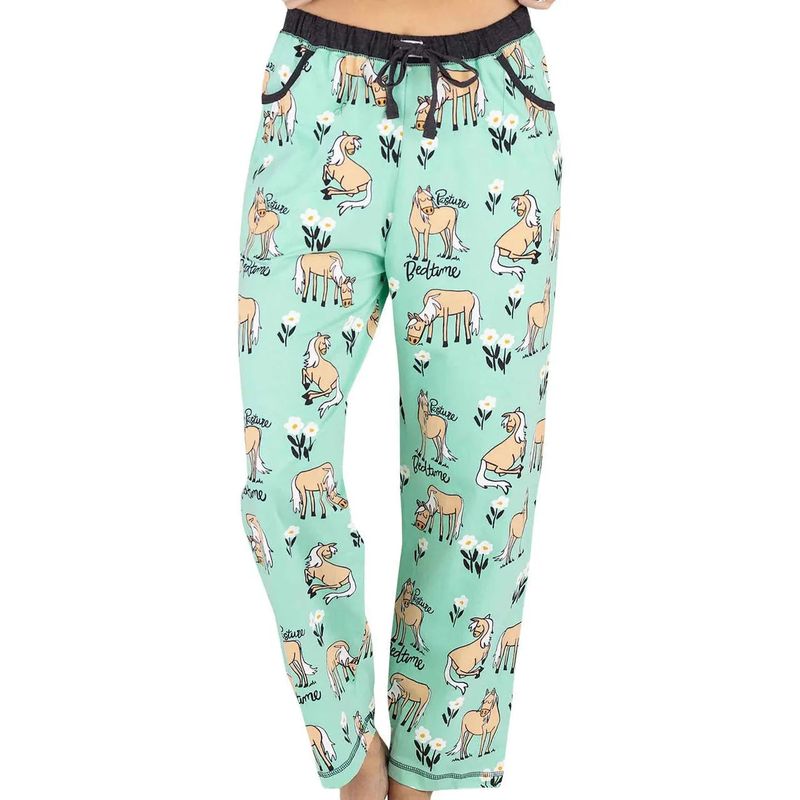 Lazy One Women's Pasture Bedtime Horse Regular Fit PJ Pant - Ice Green