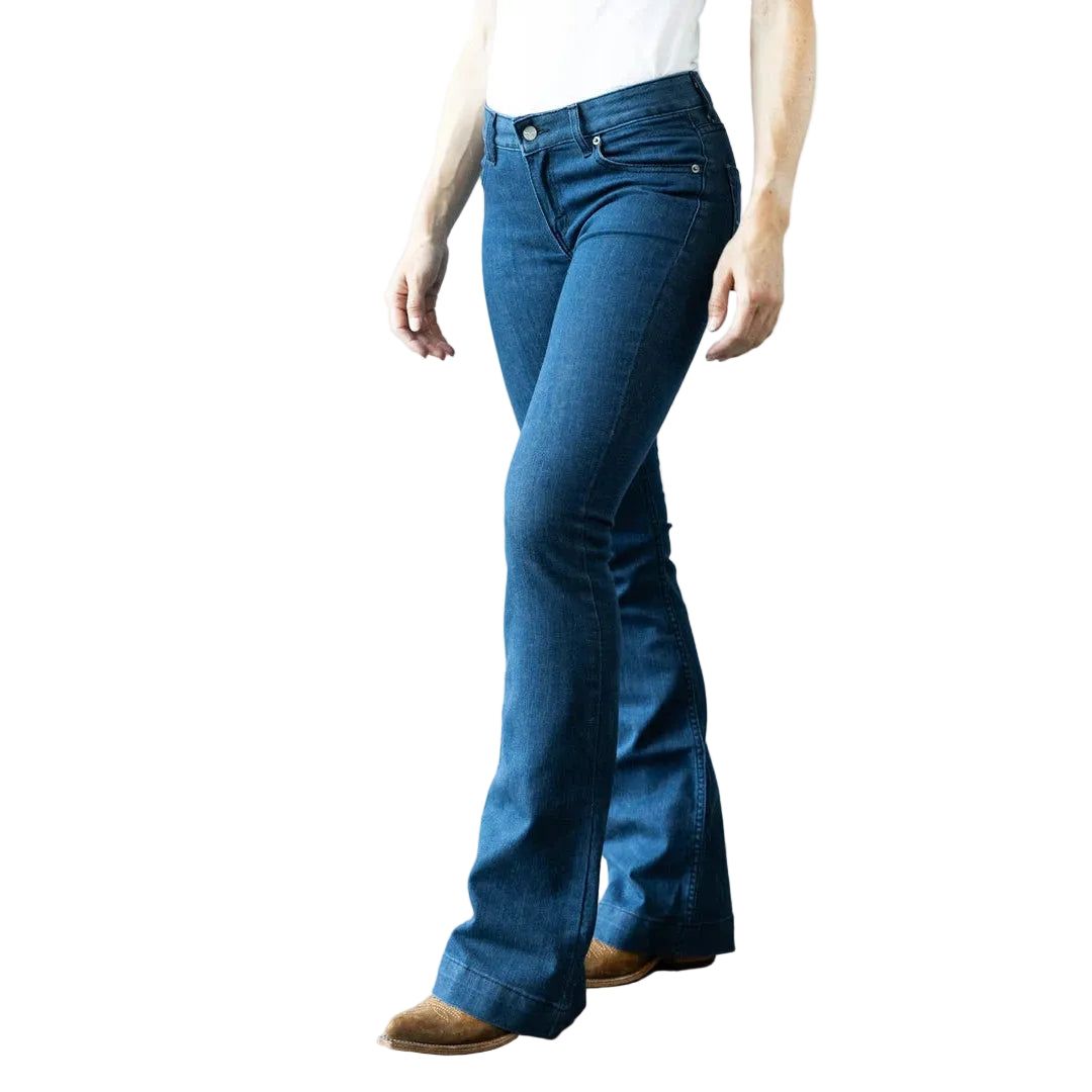 Kimes Women's Lola Mid Rise Trouser Jeans - Dark Indigo