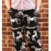 Lucky &amp; Blessed Women's Horse Printed Elastic Waist Wide Leg Pants - Black