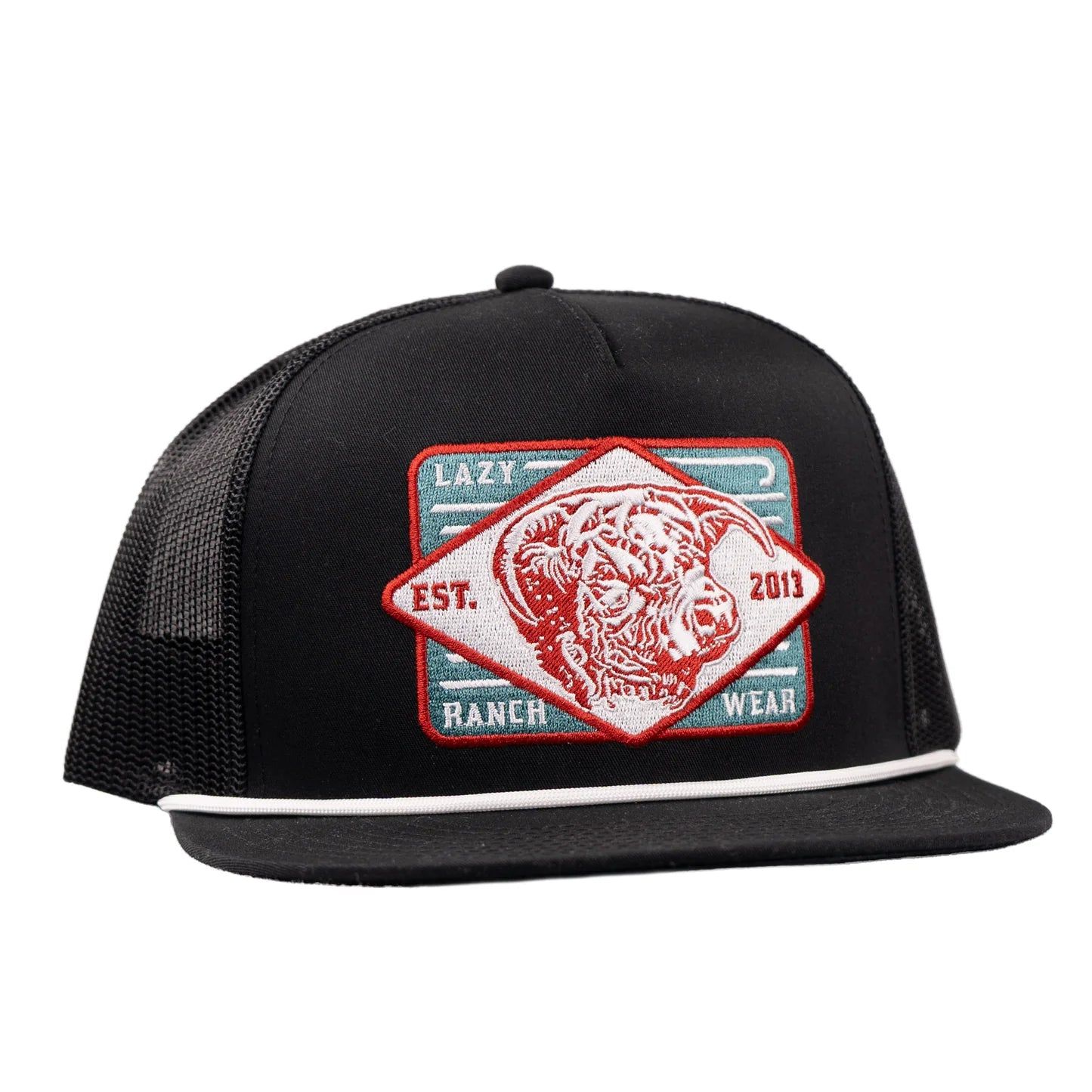 Lazy J Ranch Black Iron Classic Rope Trucker Flat Brim Hat - Black