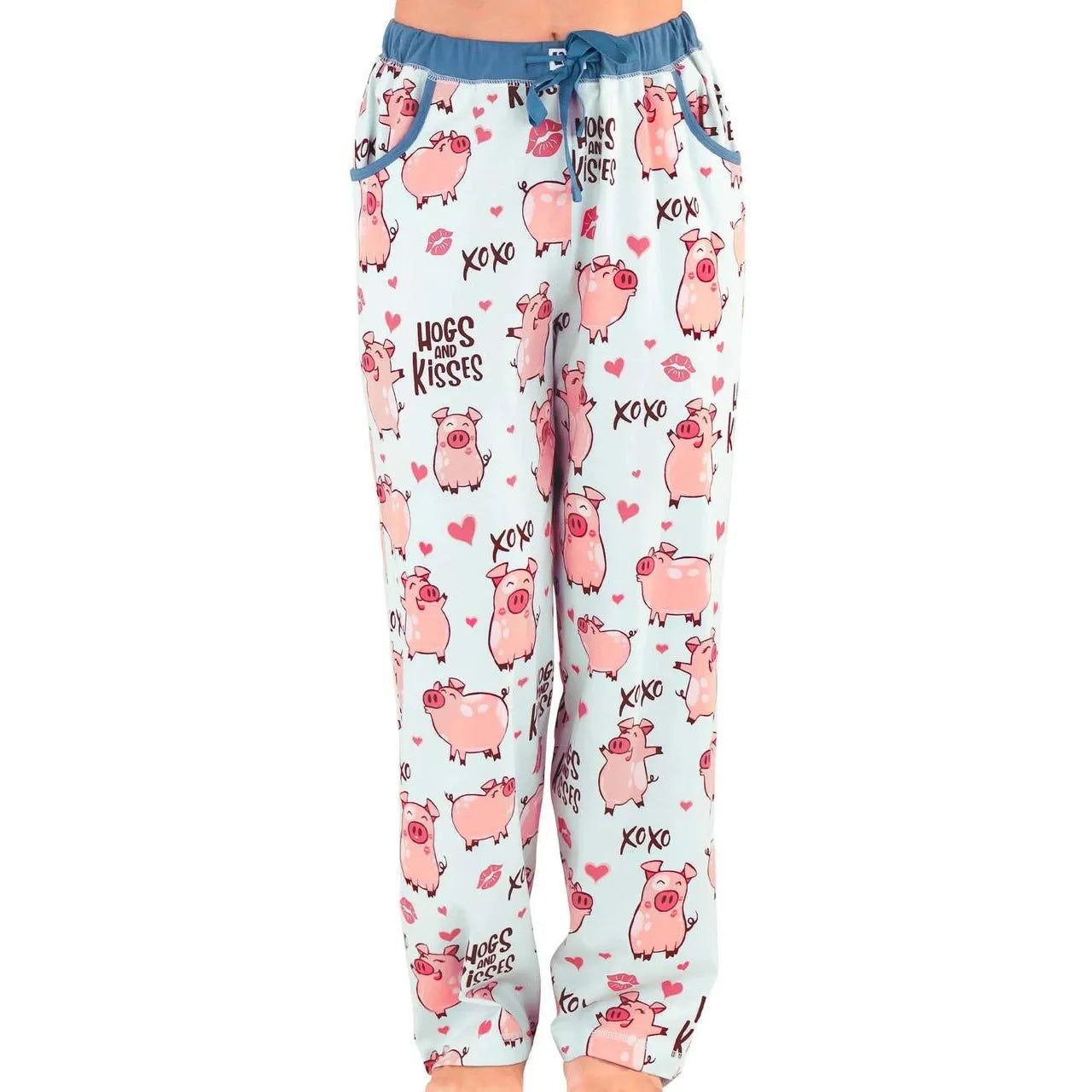 Lazy One Women's Hogs &amp; Kisses Pajama Pant- Light Blue
