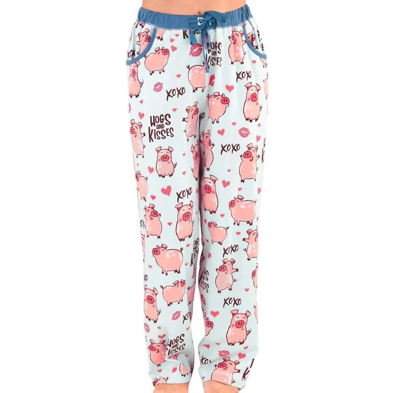 Lazy One Women's Hogs &amp; Kisses Pajama Pant- Light Blue