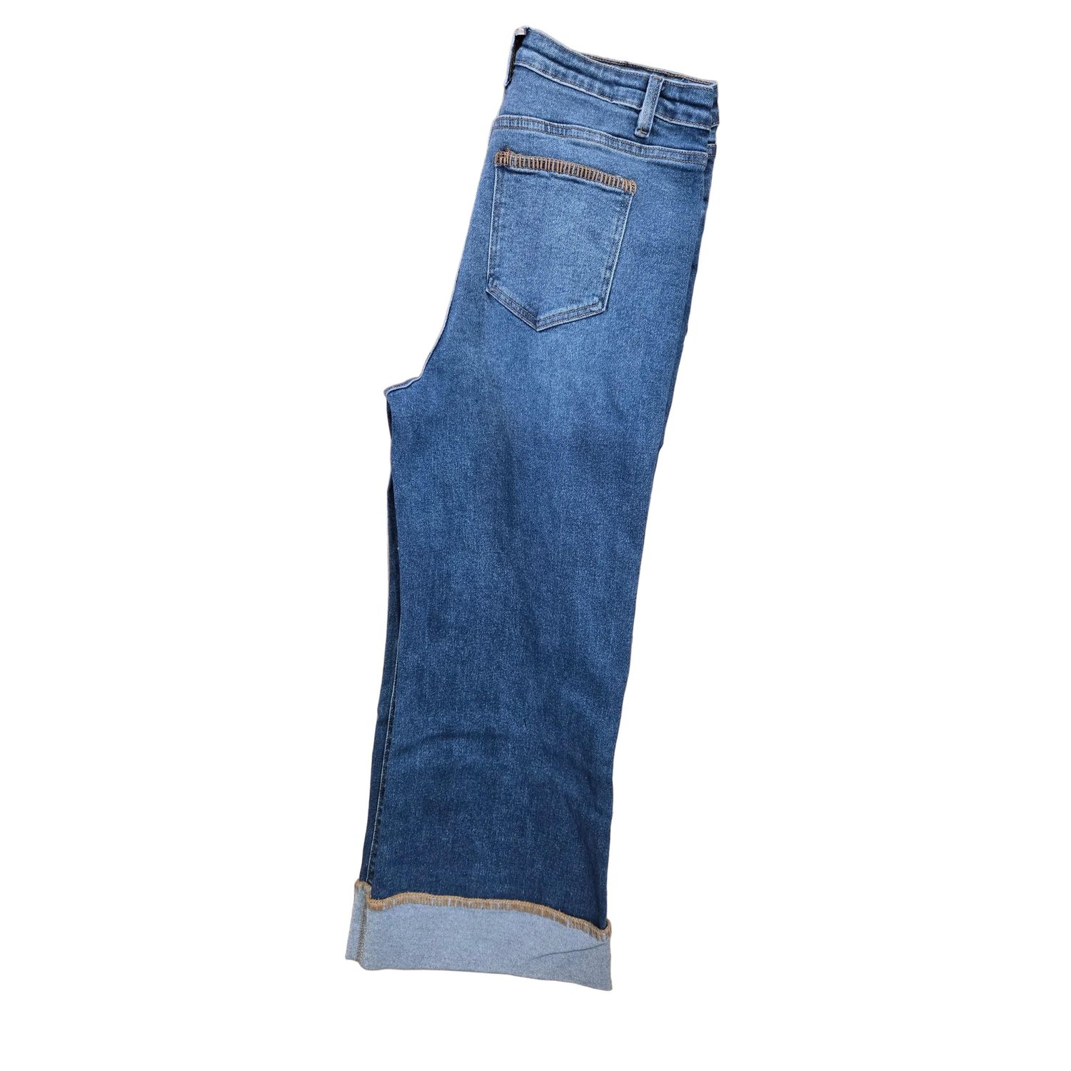 Lucky &amp; Blessed Women's Western Stitch Denim Wide Leg Jean - Medium Wash