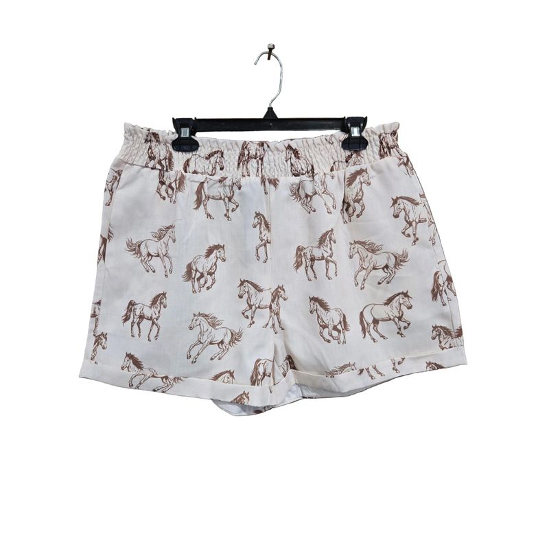 Lucky &amp; Blessed Women's Horse Print High Waist Checkered Print Shorts