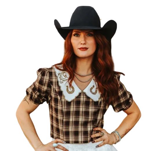 Lucky &amp; Blessed Women's Short Sleeve Shirt - Brown