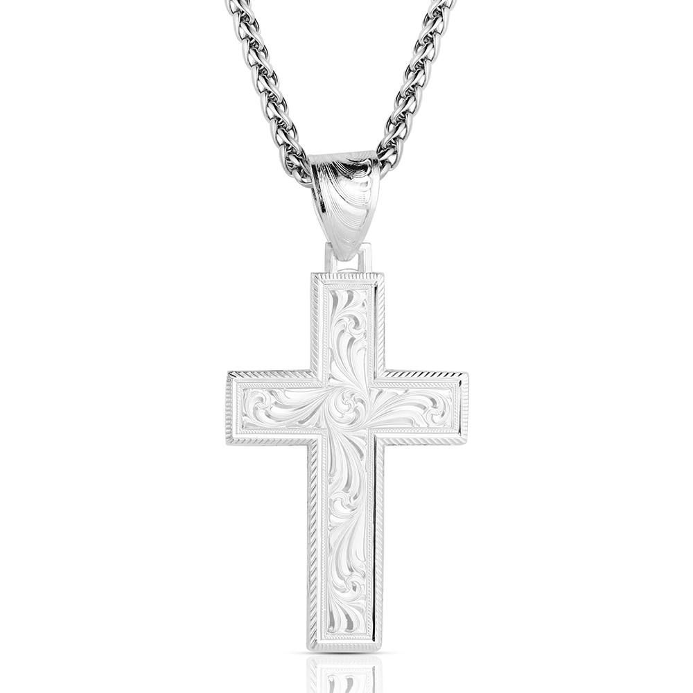 Montana Silversmiths Granite Embossed Peak Cross Necklace