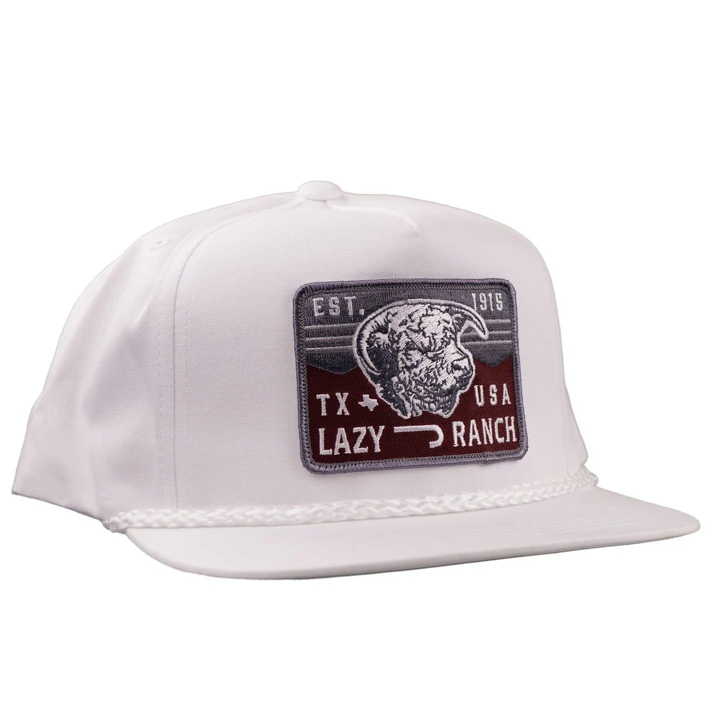 Lazy J Ranch Red Rock Classic Rope Trucker Flat Brim Cap - White