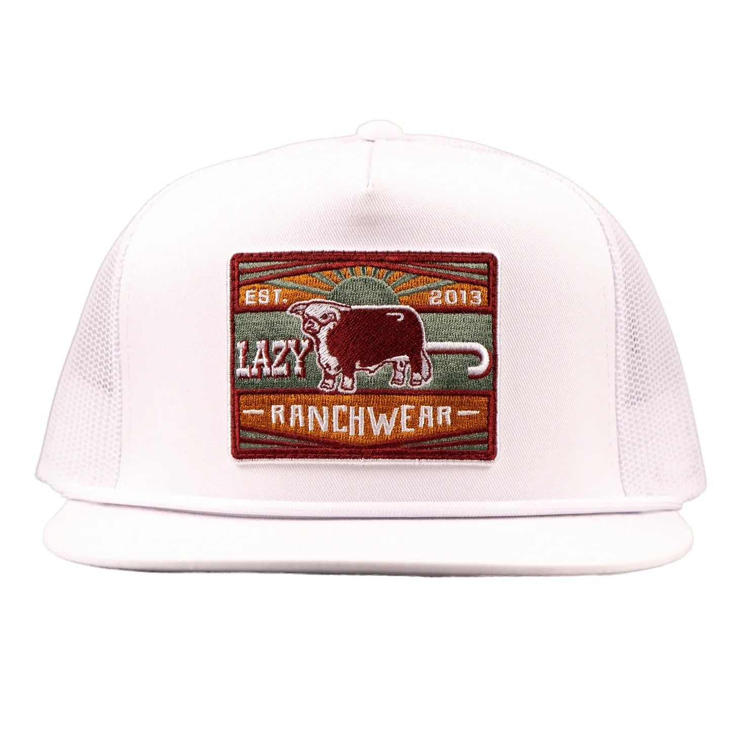Lazy J Ranch Smokeless Classic Rope Trucker Flat Brim Cap - White