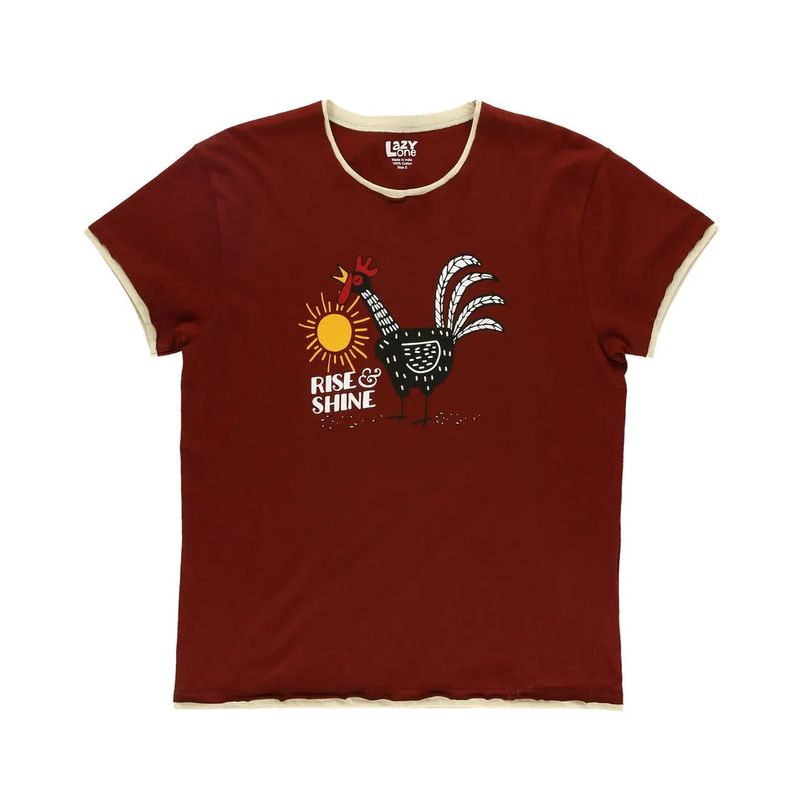 Lazy One Women's Rise &amp; Shine Chicken Regular Fit PJ Tee - Fired Brick Red