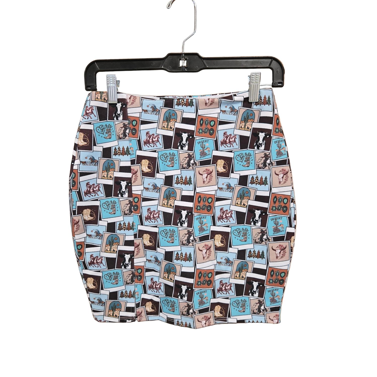 Lucky &amp; Blessed Women's Western Collage Skort w Split Hem