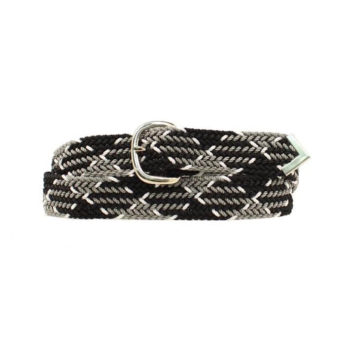 M &amp; F Machine Woven Braided Belt -Black/White
