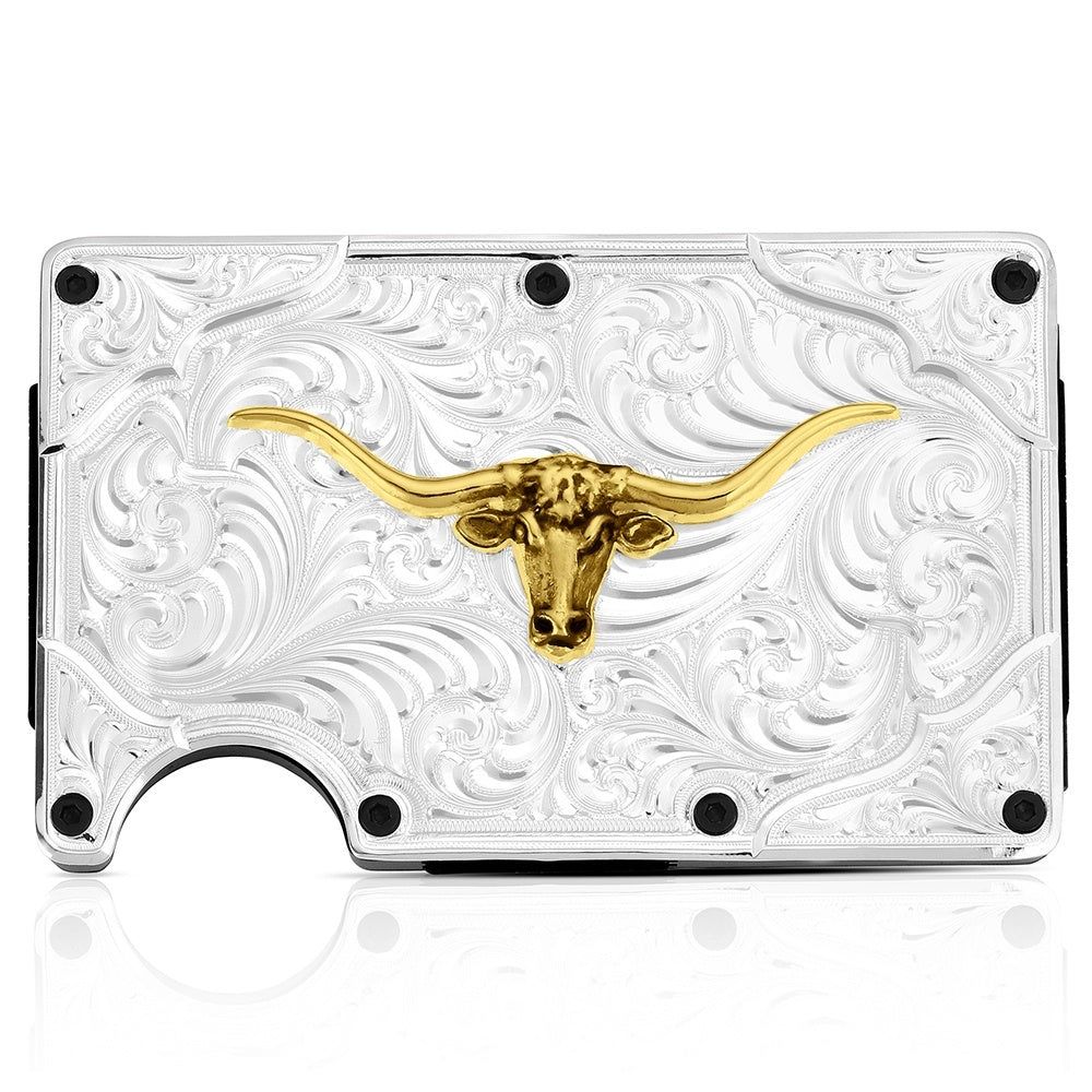 Montana Silversmiths Ironwood with 2T Longhorn Credit Card Case