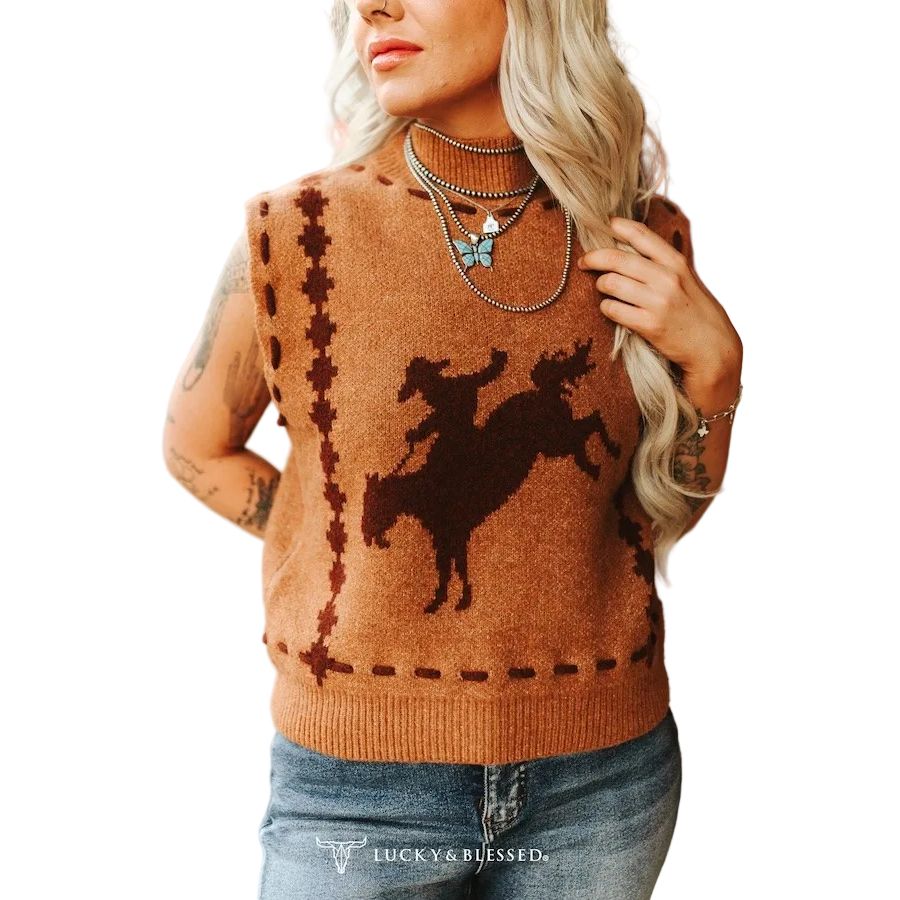 Lucky &amp; Blessed Women's Sleeveless Sweater Vest - Brown