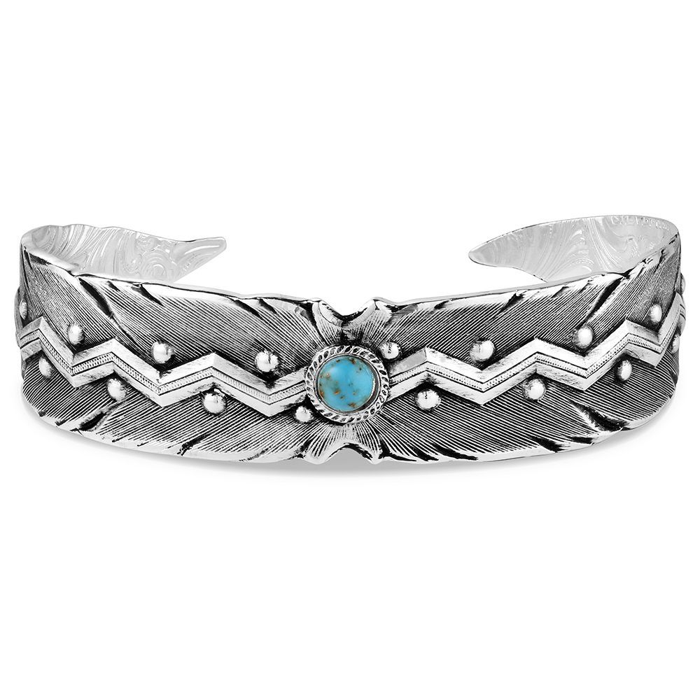 Montana Silversmiths Women's Wild Lightning Zig Zag Feather Cuff Bracelet