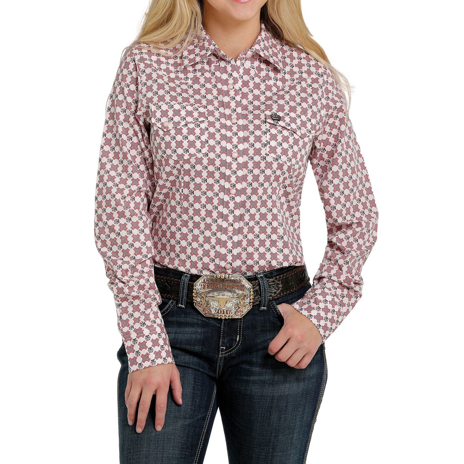 Cinch Womens LS Print Shirt Pink - MSW9201030