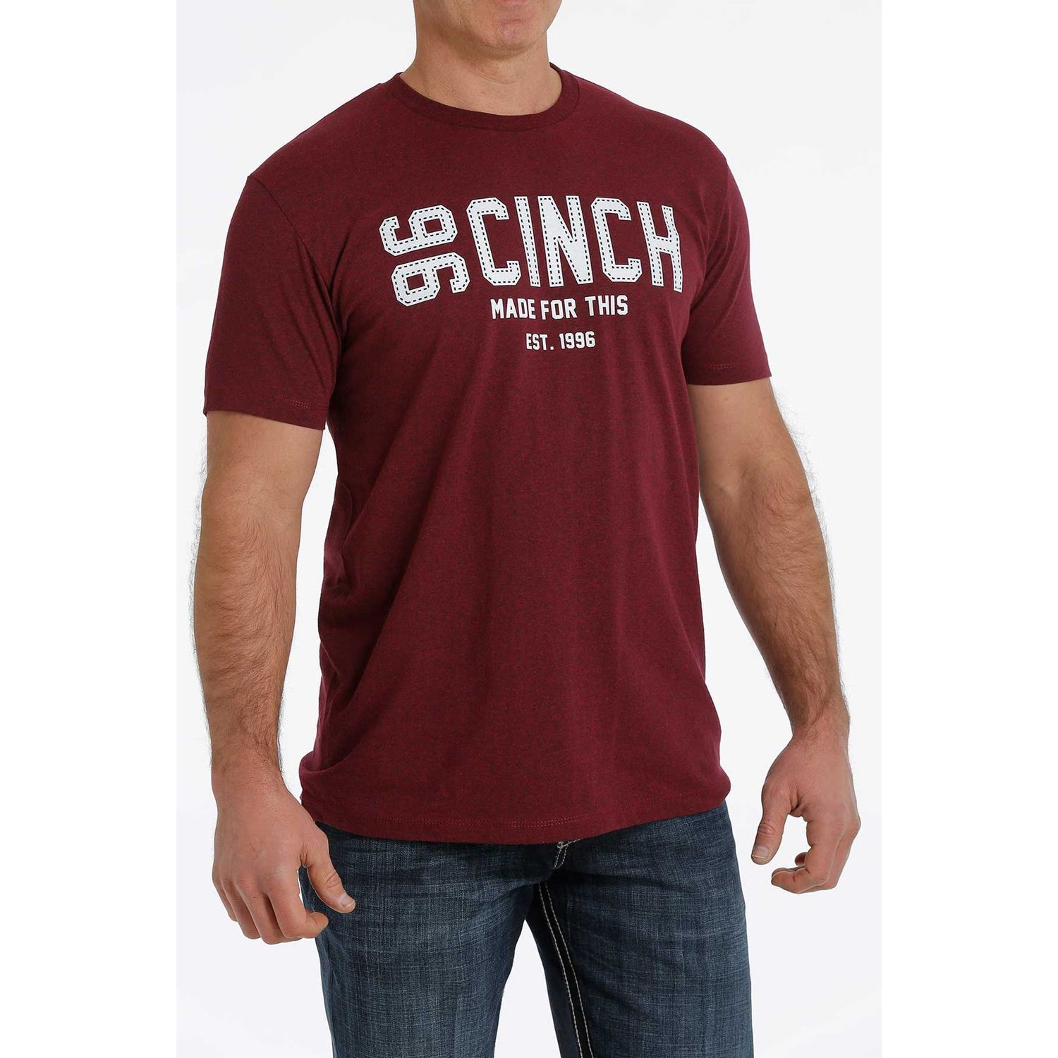 Cinch Mens SS Tee Heather Burgundy - MTT1690467