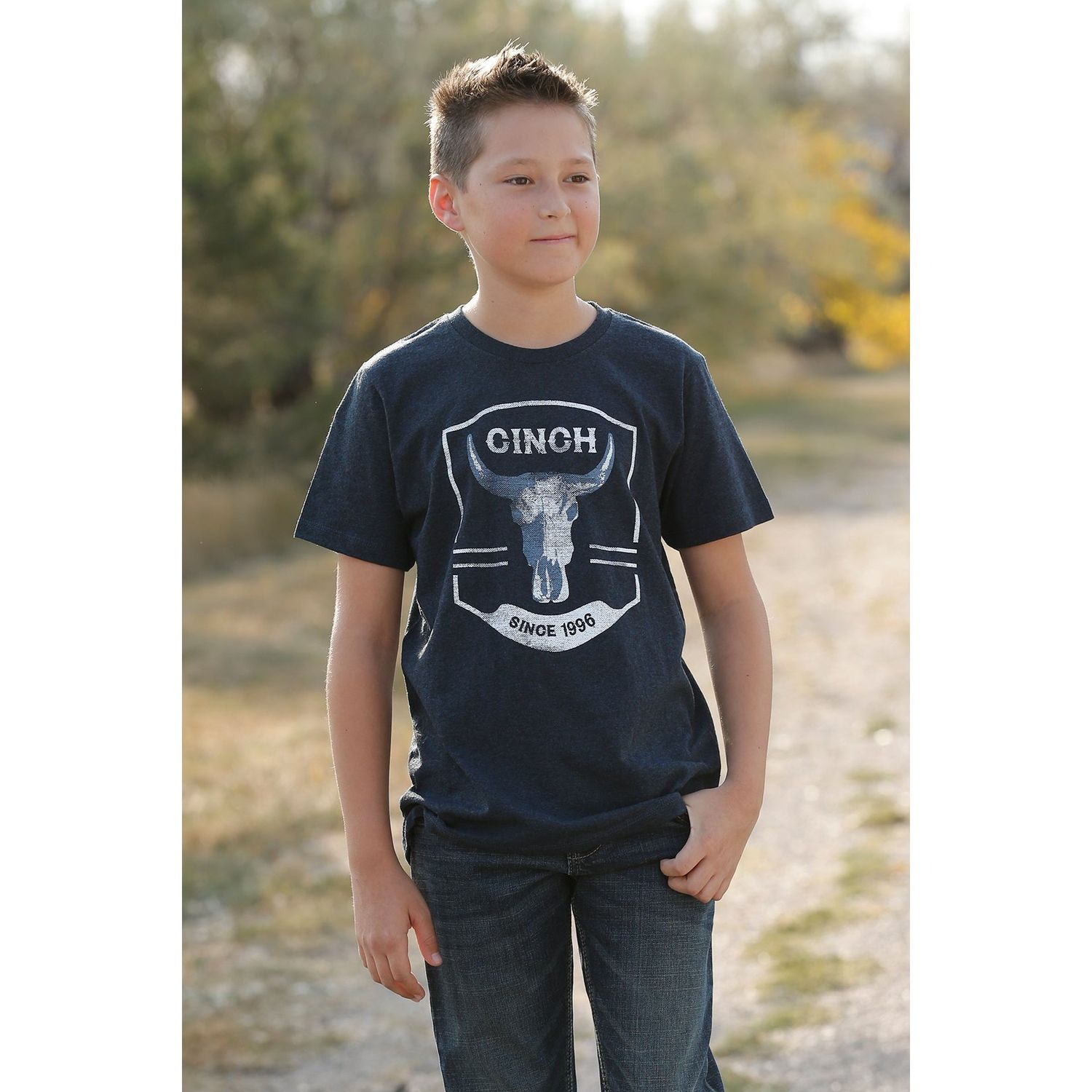 Cinch Mens SS Tee Heather Navy - MTT7670105
