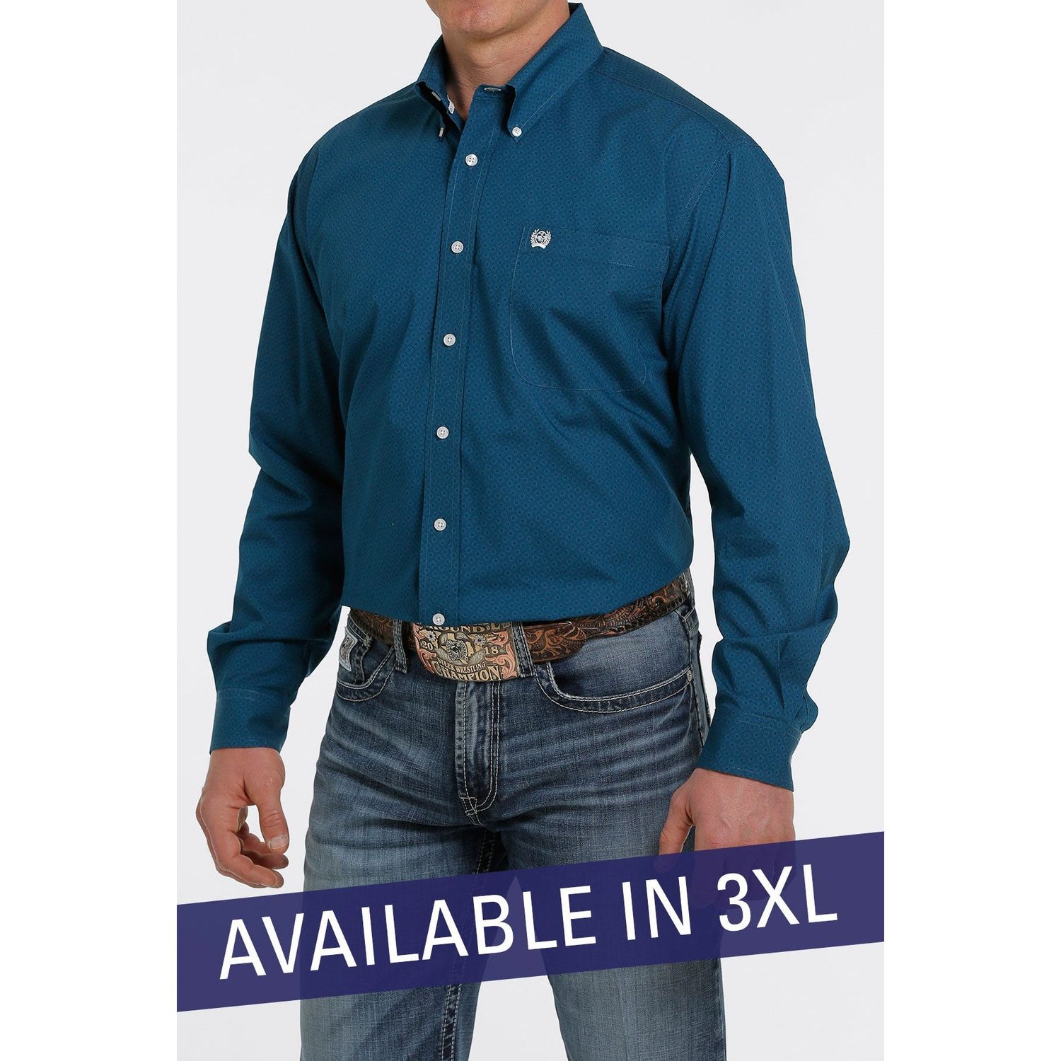 Cinch Mens LS Print Shirt Teal - MTW105345X-3XL