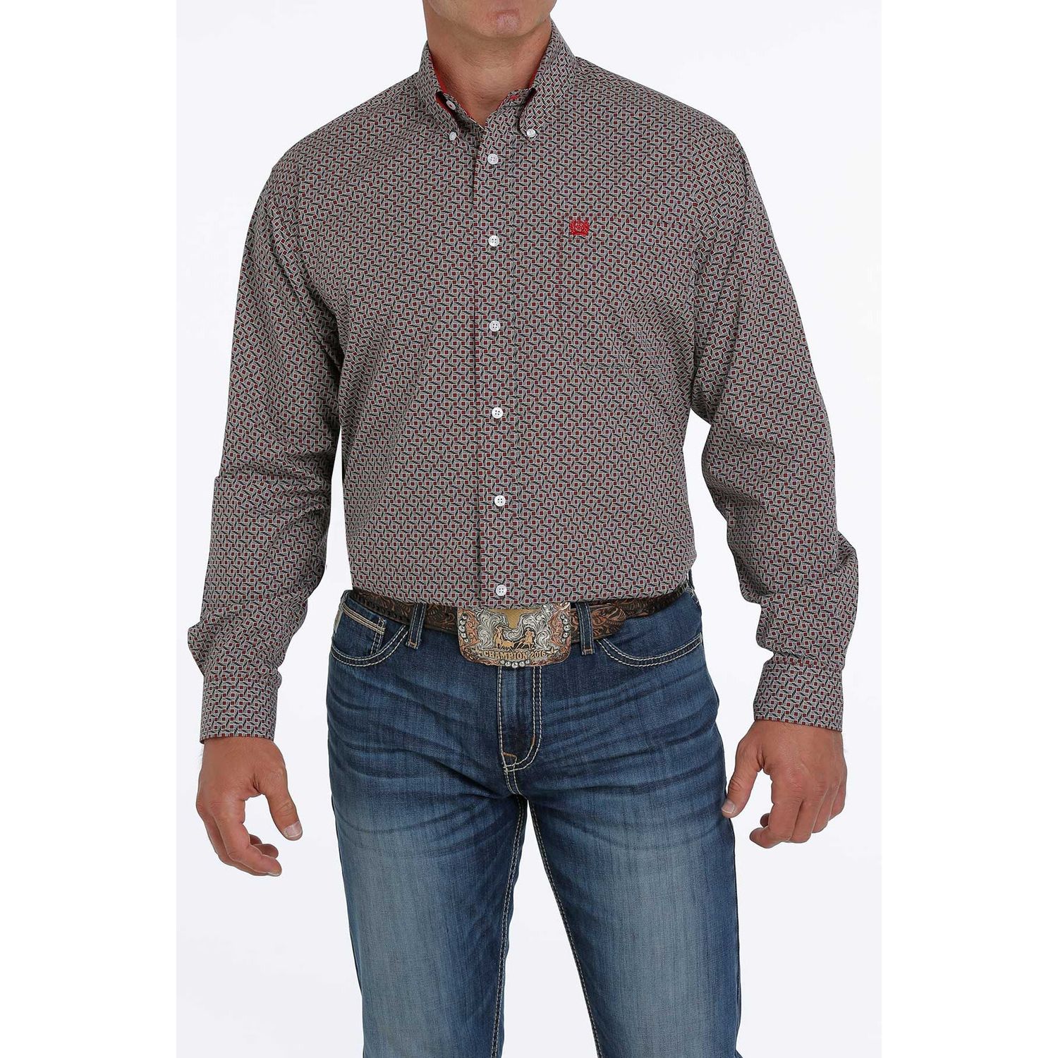 Cinch Mens LS Print Shirt Brown - MTW1105203